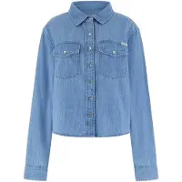 GUESS for woman. W6GH55D0876 Wren Denim Shirt blue (XS), Casual, Cotton, Long sleeve