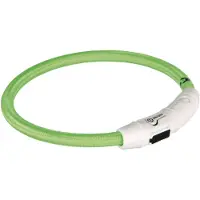 Trixie Flash Light Ring USB Illuminated Dog Safety Collar Green Size XS-S 7mm 35cm