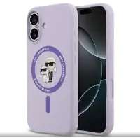 Karl Lagerfeld iPhone 17 Karl and Choupette MagSafe-deksel i flytende silikon - Lilla