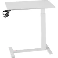 Vevor Oversengsbord, Mobilt Nattbord med 4 Skjulte Hjul, Høydejusterbart Rullende Laptopbord med Koppholder, Bærbart Sponplate Over Sengen Skrivebord for Hjem, Kontor, Studie, Hvit