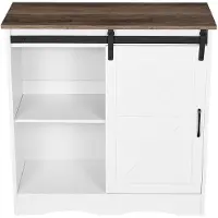 Vevor Kaffebarskap, 89,5 x 33,8 x 89,5 cm Kaffebarskap i landlig stil med 3-lags oppbevaring, Kaffebarbord med låvedør, Skjenk i landlig stil, Buffetskap for stue, entré