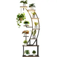 Vevor Plantestativ Innendørs med Vekstlys, 160 cm Høy 9-etasjes Opplyst Plantehylle, Metall Hjørne Planteholder, 3 Timer og 10 Lysstyrker, Kurveformet Blomsterdisplaystativ For Stue Balkongdekor