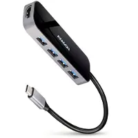 Axagon HMC-6H4A USB-hub, 4x USB-A + HDMI, USB-C 3.2 Gen 1, PD 100W - 20 cm USB-C-kabel