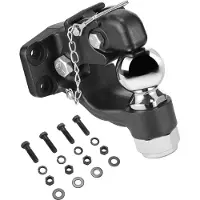 Vevor Pintle Crok, 30000 lbs slepekapasitet, Tilhengerfester mottakerkrok kombinasjon 2-5/16-tommers hitchkule, passer til 2,5 til 3-tommers Lunette-ring med monteringssett, slitesterk, svart pulverla
