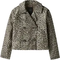 Name It Kids Frakk - NkfMadelin - Kort - Birch m. Leopard - - 11 år (146) - Overgangsjakke