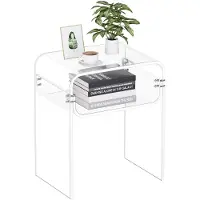 Vevor akryl sidebord, 2-etasjes klart nattbord med oppbevaringshylle, moderne rektangulært akryl sidebord, gjennomsiktig tykt nattbord for soverom, stue, arbeidsrom, 30 x 40 x 50 cm (klar)