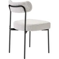 Vevor Boucle spisestoler sett med 2, mid-century modern sherpa aksentstoler, polstret sidestol til spisebord, plassbesparende hvit kjøkkenbordstol med buet ryggstøtte og svarte metallben
