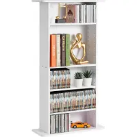 Vevor Mediaoppbevaringsskap, 5-lags DVD-hylle Rommer opptil 240 CD-er, Justerbare CD-hyller, Beskytter og organiserer musikk-, film-, videospill- eller memorabilia-samlinger, Hvit