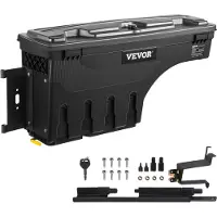 Vevor Oppbevaringsboks til lasteplan, låsbart lokk, vanntett ABS-verktøykasse for hjulbrønn 6,6 gal/20 l, kompatibel med Chevrolet Silverado 1500 GMC Sierra 1500 2019-2020, førerside, svart