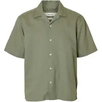 Selected Casper Clay Linen Kortarmet Skjorte