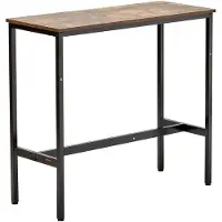 Vevor Barbord, Solid Metallramme Høyt Pubbord, Smalt Langt Kjøkkenspisebord, Cocktaildisk Barhøyde Skrivebord, Enkel å Montere, 91x43x89 cm, For Stuefester, Rustikk Brun og Svart