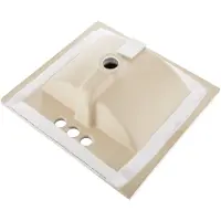Vevor Delvis innfelt servant, 510 x 465 mm rektangulær hvit keramisk servant med overløp og 3 kranhull, nedfellbar moderne toalettservant badekar servant rektangulær for liten plass