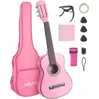 Vevor klassisk gitar, 780 mm, startsett for klassisk gitar i tre for nybegynnere, med nylonstrenger, gigbag, stropp, stemmeapparat, ekstra strenger, plekter, capo, bass, for barn, jenter, gutter, stud