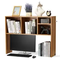 Vevor skrivebordsbokhylle, 1-etasjes oppbevaringsorganisator i tre, 91 x 23 x 69 cm oppbevaringsstativ i tre, skrivebordsbokhylle med sklisikre føtter, for kontor, hjem og studentbolig