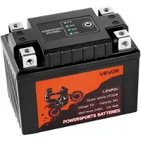 Vevor motorsykkelbatteri, 12 volt 2 Ah, LiFePO4 litium forhåndsladet Powersports-batteri, vedlikeholdsfritt og høy ytelse, kompatibelt med ATV, motorsykkel, vannscootere, scootere, UTV og mer