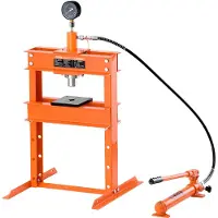 Vevor hydraulisk verkstedpresse, 10 T H-ramme verkstedpresse med pressplate og H-formet base, stabil garasjegulvjusterbar hydraulisk presse med overtrykksventil, egnet for bøying, retting og stempling