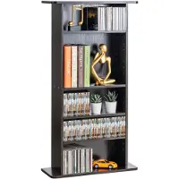 Vevor Mediaoppbevaringsskap, 5-lags DVD-hylle Rommer opptil 240 CD-er, Justerbare CD-hyller, Beskytter og organiserer musikk-, film-, videospill- eller memorabilia-samlinger, Espresso