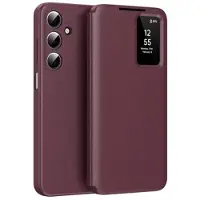 Mtp Products Samsung Galaxy A17 Smart Clear View Flip-etui med kortspor - vinrød