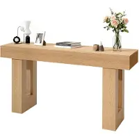 Vevor 160 cm konsollbord, gårdshusskrivebord bak sofaen, rektangulært inngangsskrivebord i tre, smalt langt sofabord med aksentstativ for gang, soverom, stue, entré, enkel montering, Burlywood