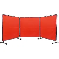 Vevor sveiseskjerm med ramme, 6' x 6' 3 panel sveisegardinskjermer, flammebestandig vinyl sveisebeskyttelsesskjerm på 12 svingbare hjul (6 låsbare), bevegelig og profesjonell for verksted, rød