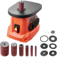 Vevor oscillerende spindelsliper, 2000 o/min stasjonær spindelsliper med 6 hylser (12,7–76,2 mm), 16 mm slaglengde og 397 x 295 mm støpejernsbord for møbelbehandling, sliping av håndverk, gjør-det-sel