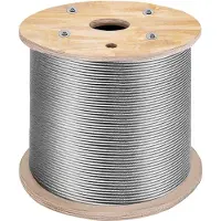 Vevor T316 rustfritt ståltaukabel med høy styrke, fleksibel rustfritt stålkabel med ytterdiameter 3,2 mm, lengde 1000 fot og 11,14 kN, kabelrekkverk (300 m)