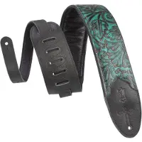 Levy's Sundance 3" Embossed Leather Guitar Strap Turquoise