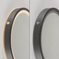 Paul Neuhaus LED-veggspeil VIDRO, grå, Ø 26 cm, powerbank, bryter