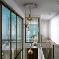 Schuller Valencia Charlize 6-lys LED-hengelampe, dimbar, firefarget glass