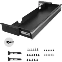 Vevor 33" bred uttrekkbar skuff under skrivebord, uttrekkbar skufffeste for under skrivebord, skjult oppbevaringsorganisator på skrivebordet, blyantskuff under bordet for kontor, sitte-/ståarbeidsstas