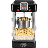 Vevor popcornmaskin, 300 W popcornpoppermaskin, 2,5 oz vannkoker lager 4 qt per porsjon, bordpopcornmaskin med PP-dør, inkluderer 2 skjeer og brett, kinostil, svart