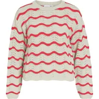 Vila Wave O-neck Pointelle Knit Genser