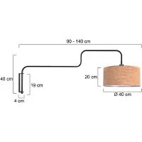 Steinhauer Vegglampe Bloeba, svart/brun, utstrekning 140 cm, kork