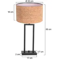 Steinhauer Bordlampe Stang 4357ZW, kork, svart/brun, høyde 55 cm