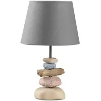 ONLI Bordlampe Vera, stoffskjerm og steindekor, 38 cm