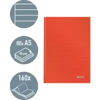 Leitz Solid - Notisbok - A5 (148 x 210 mm) - 80 ark / 160 sider - linjert - lys rød - plast