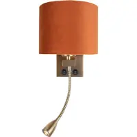 QAZQA Vegglampe bronse med fleksibel arm og oransje skjerm med gullinteriør 18 cm - Brescia Combi