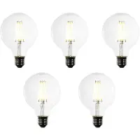 LUEDD Sett med 5 E27 LED-pærer G95 klart filament 3,8W 806 lm 3000K