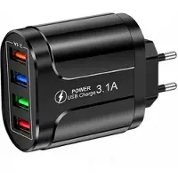Mtp Products Universell 4-Port Rask Lading USB Power Lader - 48W - Svart