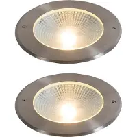 QAZQA Sett med 2 moderne bakkespotter stål inkl. LED 20W - Bridge