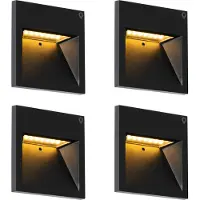 QAZQA Sett med 4 moderne innfelte vegglamper svart inkl. LED - Gem 2