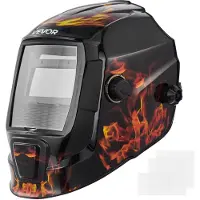 Vevor sveisehjelm automatisk mørklegging, 93 x 43 mm sveisehette i ekte farger, soldrevet sveisemaske med 2 lysbuesensorer, skygge 4/9-13 for TIG MIG ARC-sveising og sliping - CRIUS-serien (gult flamm