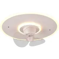 Reality LED-vifte Nybro, hvit, DC, stillegående, Ø 50 cm, CCT, fjernkontroll