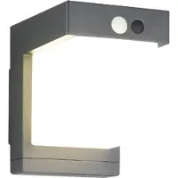 Reality Solcellvegglampe Colombo, matt svart, høyde 14 cm, sensor