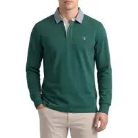 Gant for man. 2004082 Green chambray polo shirt (3XL), Casual, Cotton, Long sleeve