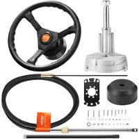 Vevor påhengsmotorstyringssystemsett, 14' båtstyringskabel, standard 3/4" konisk aksel, 13,5" ratt, marint styresystem i legering, for yachter, fiskebåter og annet