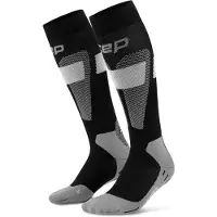 Cep Ski Merino Socks Tall 3.0, Skistrømper, Dame, Black/Grey