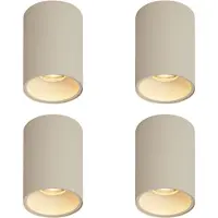 QAZQA Sett med 4 moderne beige overflatemonterte spotter GU10 50mm rund - Deep