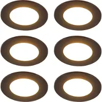 QAZQA Sett med 6 moderne innfelte spotter svart inkl. LED 3-trinns dimbar IP65 - Blanca