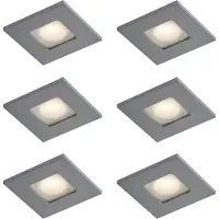 QAZQA Sett med 6 moderne innfelte spotter gunmetal firkantet IP44 - Qure